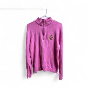 American Living Quarter Zip Sweater XL Pink Crest Logo Pullover Unisex